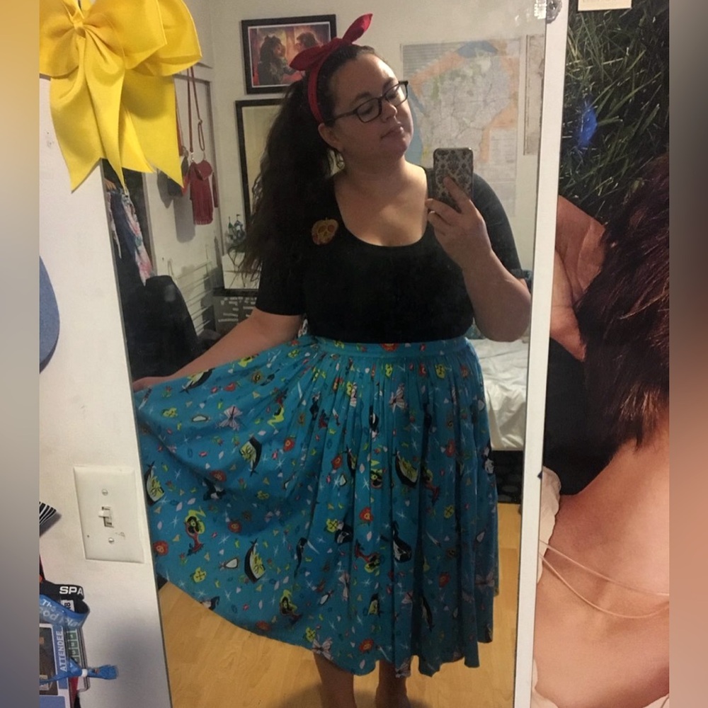 💜 Pinup Couture | Teal Gathered Circle Skirt - Snow White Inspired Print 2X